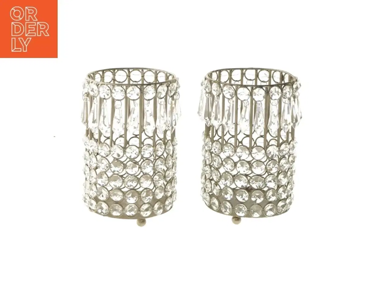 Billede 1 - Sæt af dekorerede lysestager fra Adore (str. Ø 11x15,5 cm)