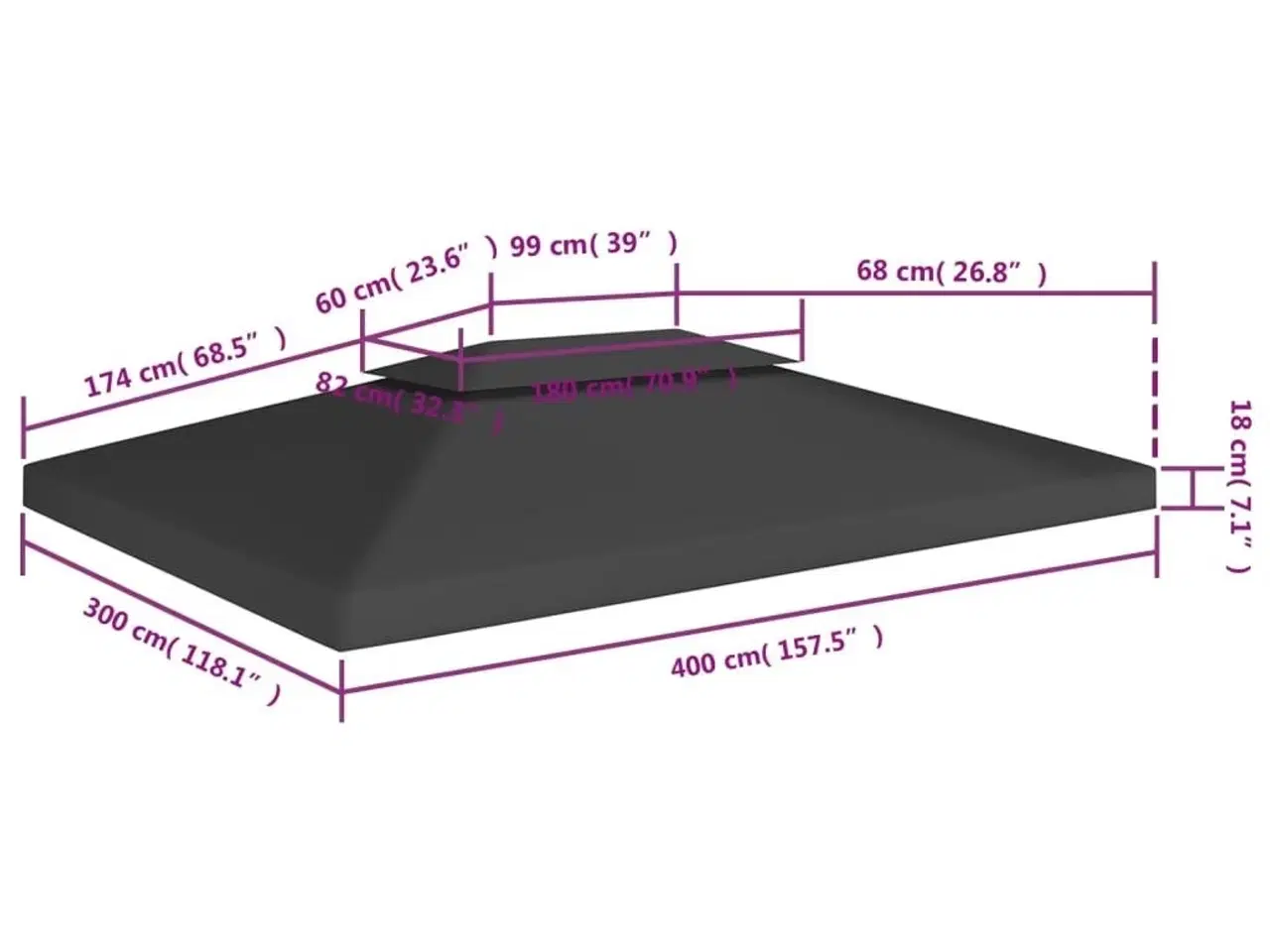 Billede 7 - Pavillontopdække i 2 lag 310 g/m² 4x3 m sort