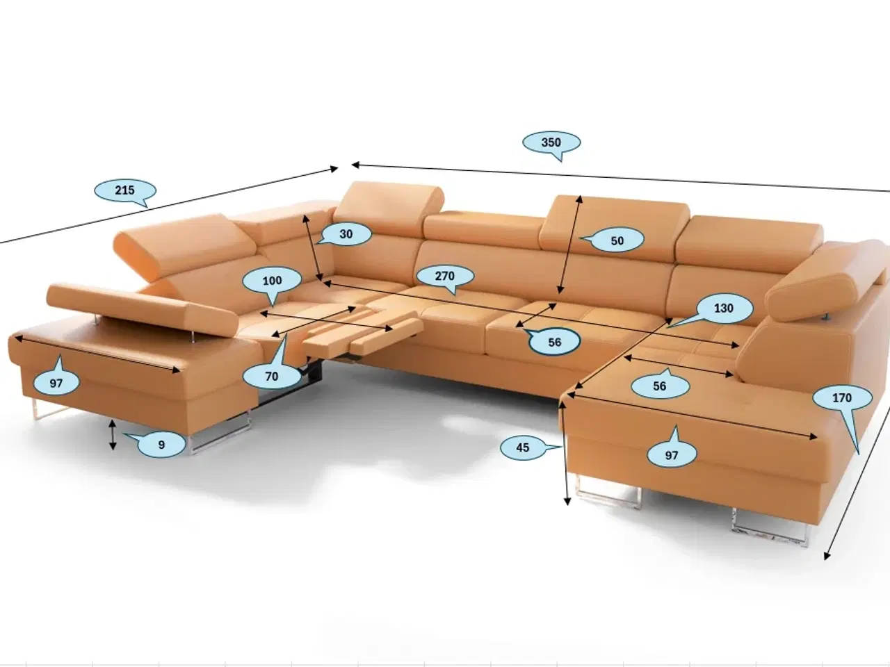 Billede 2 - GALAKSE MAX II RELAX HJØRNESOFA U 215x350x170
