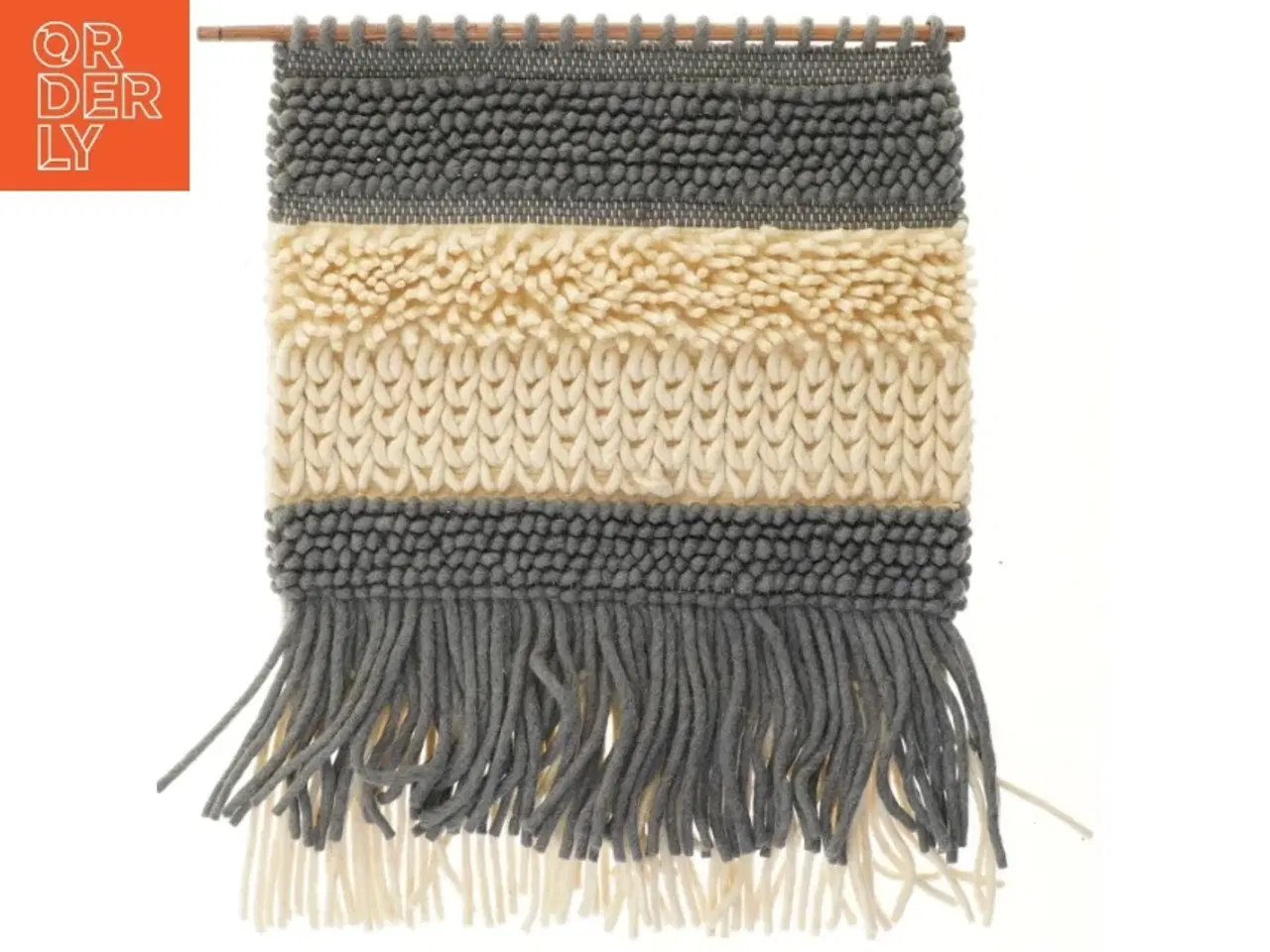 Billede 1 - Vævet vægtæppe med frynser (str. 67x56 cm)