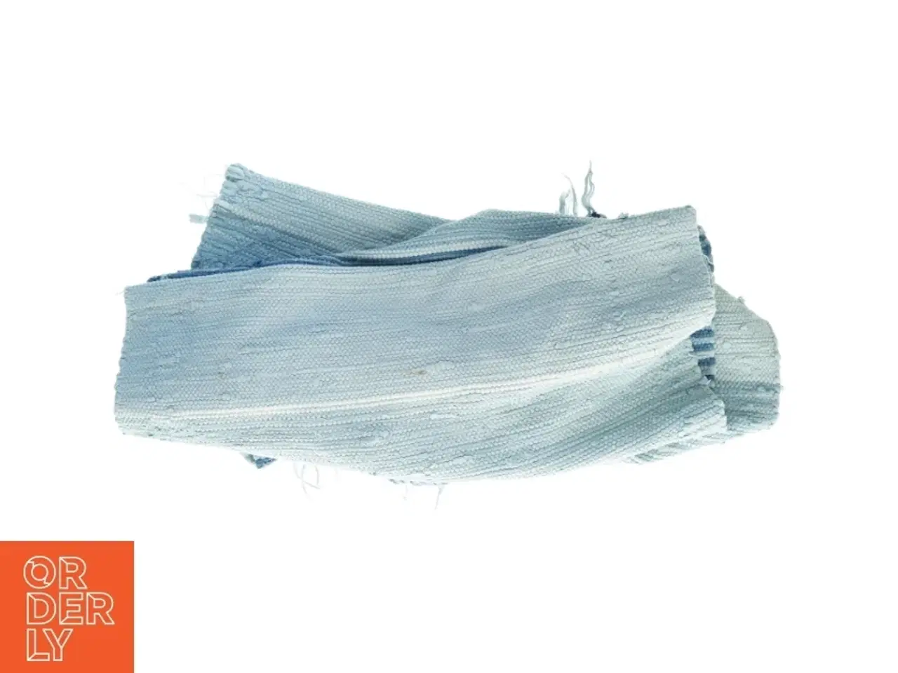 Billede 2 - Blåt håndvævet kludetæppe (str. 73 x 200 cm)