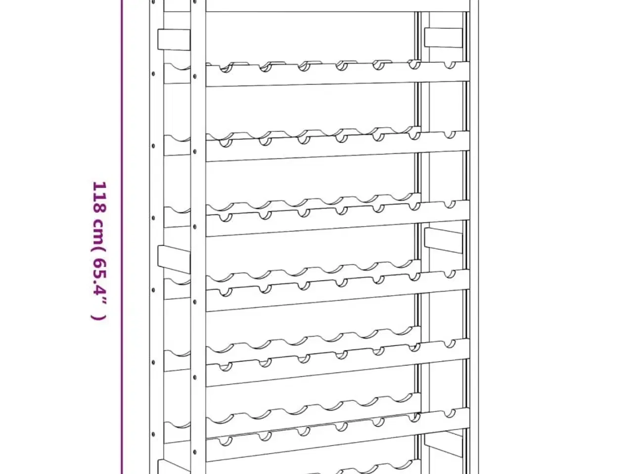 Billede 7 - Vinreol til 56 flasker massivt fyrretræ sort