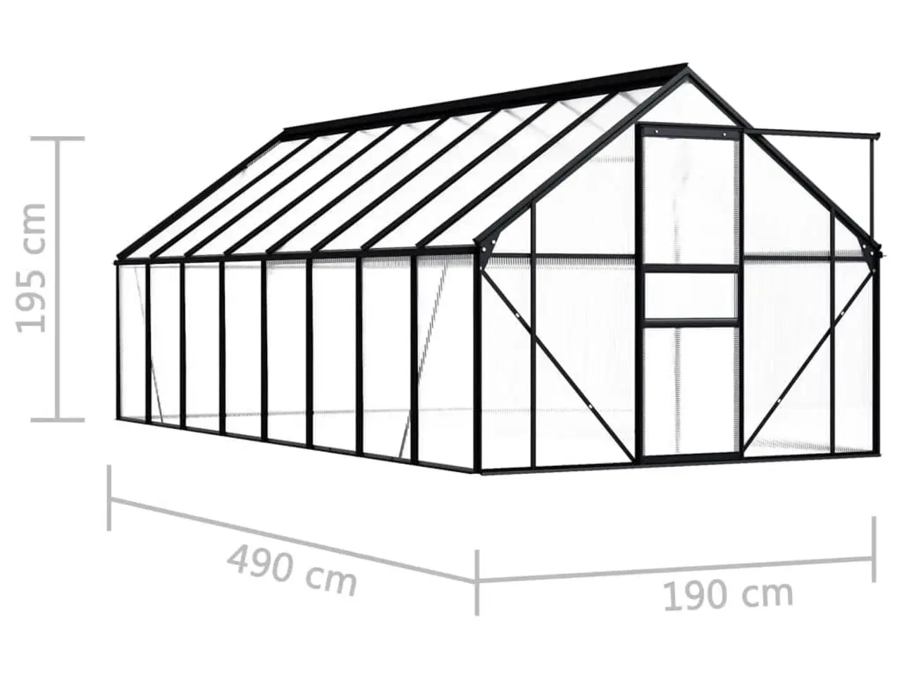 Billede 6 - Drivhus 9,31 m² aluminium antracitgrå