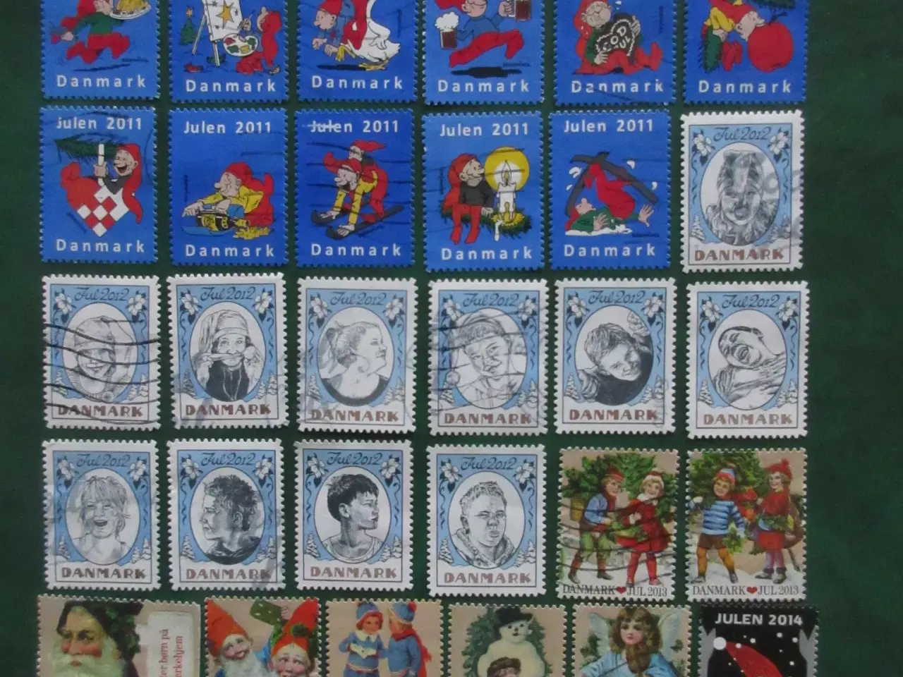 Billede 1 - Danske julemærker på selvklæbende papir 2010-2017