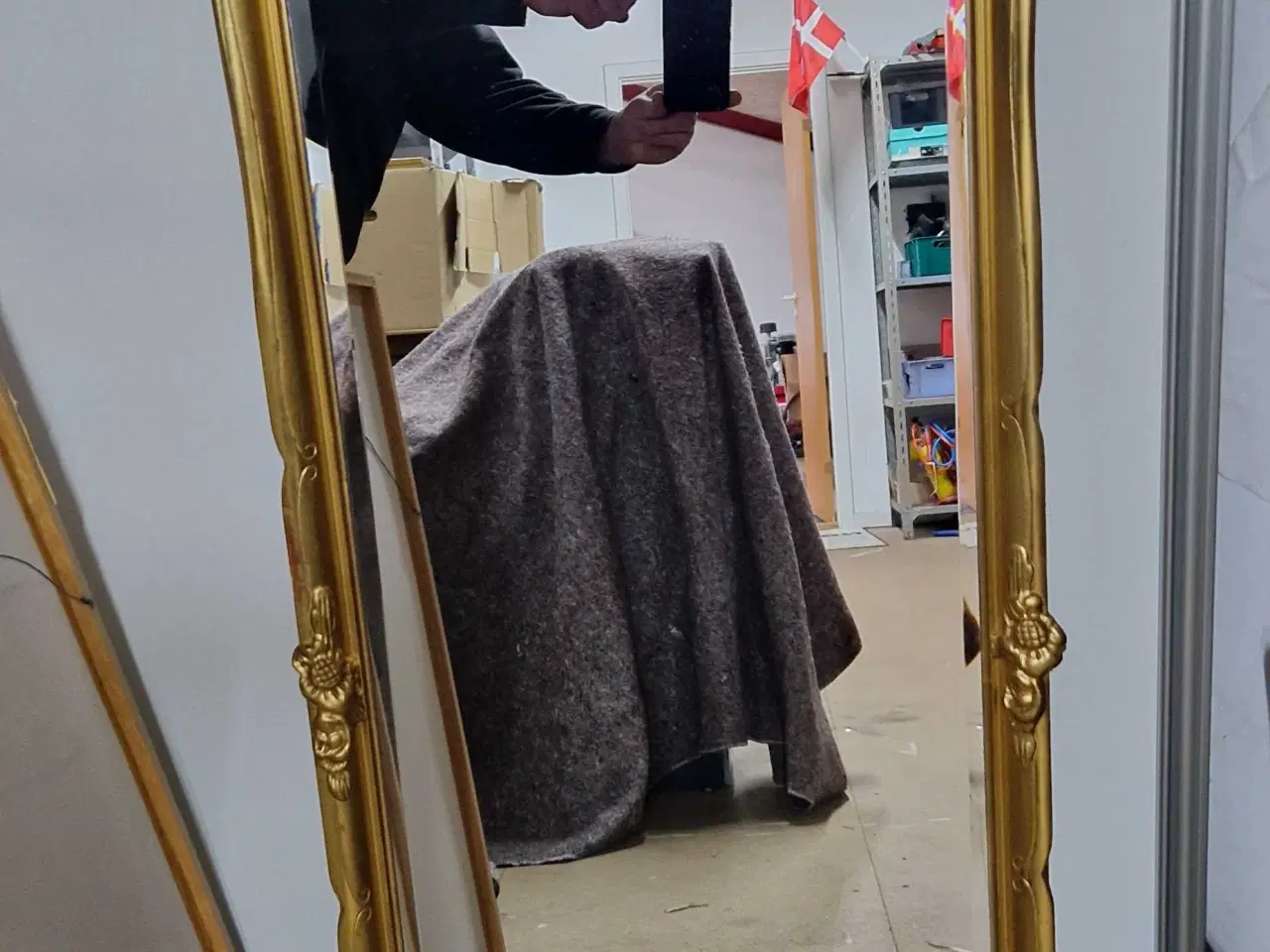 Billede 1 - Svensk rokokospejl belagt med ægte bladguld 122x49