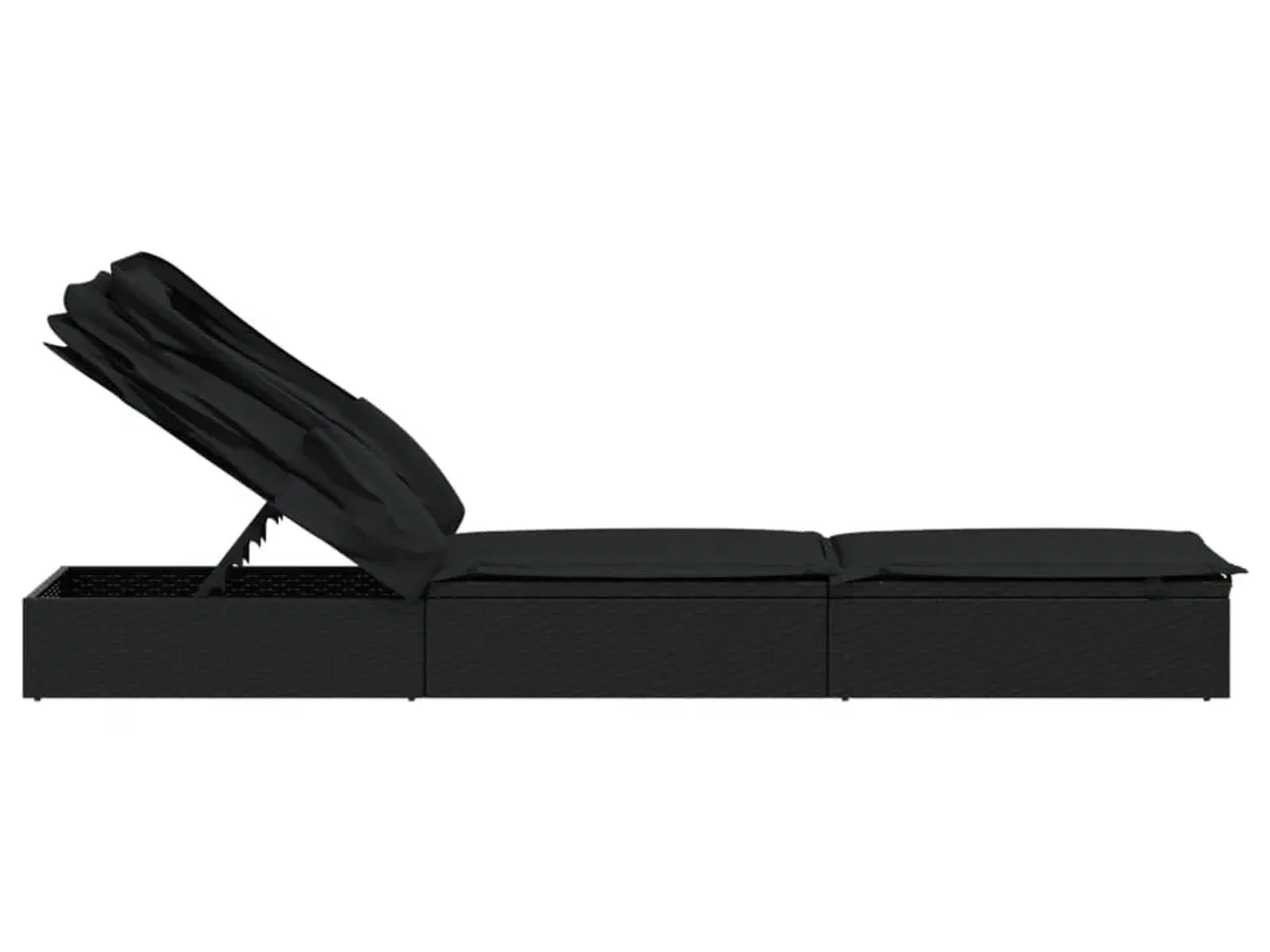 Billede 7 - Liggestol med foldbart tag 213x63x97 cm polyrattan sort