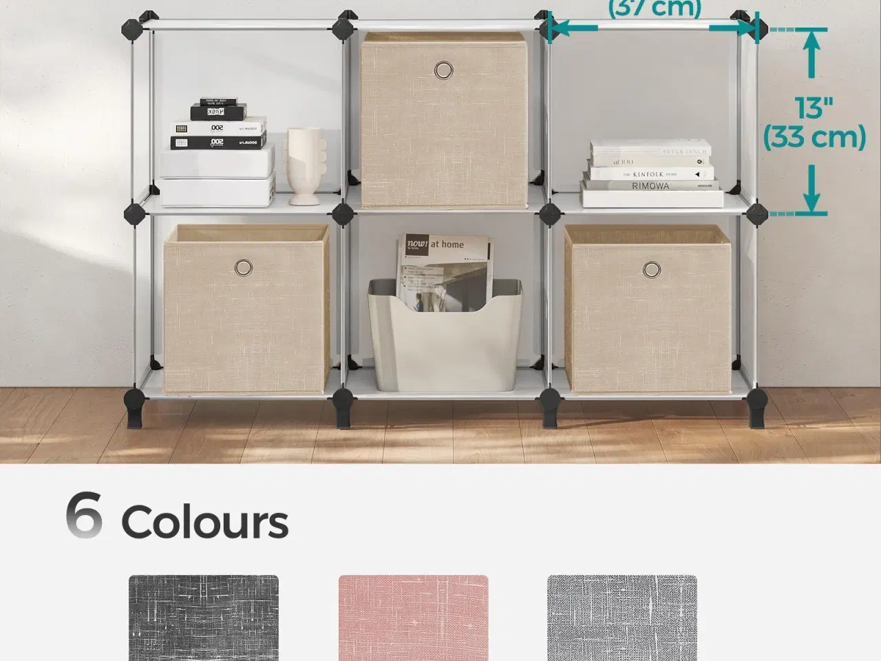 Billede 7 - Sæt med 6 foldbare opbevaringskuber i non-woven – 30 × 30 × 30 cm, sandbeige