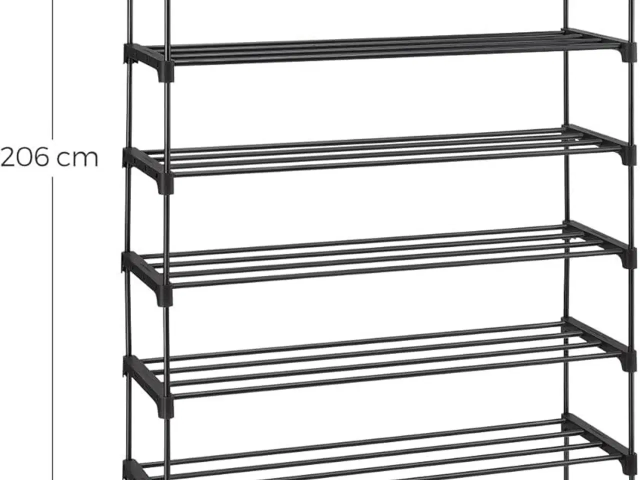 Billede 2 - Skoreol 10 niveauer LSA10BK, slank metal skohylde, 30 × 94 × 206 cm, sort