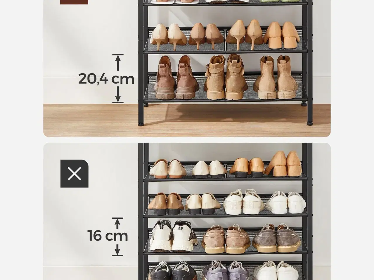 Billede 5 - Skostativ 5 niveauer industrielt stål, rustik brun/sort