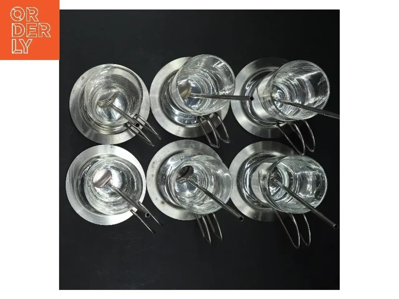 Billede 4 - Sæt af glas med metalholder og ske (str. Ø 6x13,5 cm)