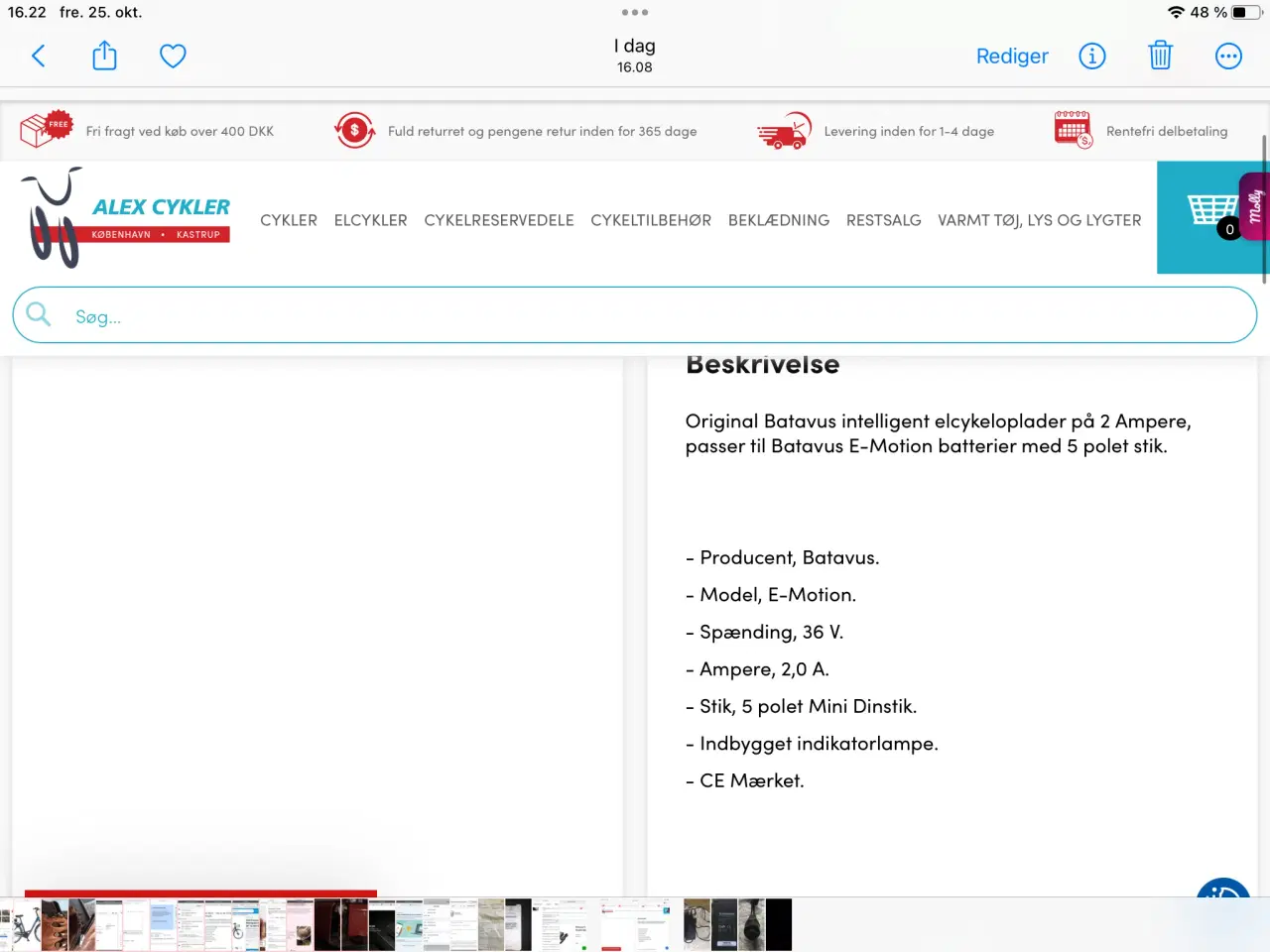 Billede 4 - Batterioplader til Batavus E-Motion