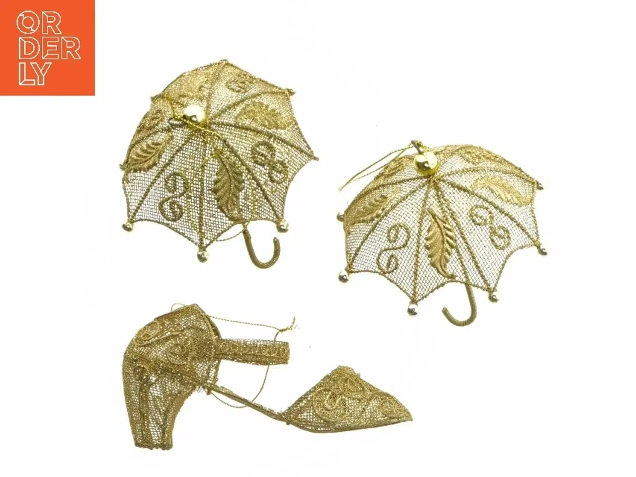 Billede 1 - Filigran julepynt paraplyer og sko (str. 9-12 cm)