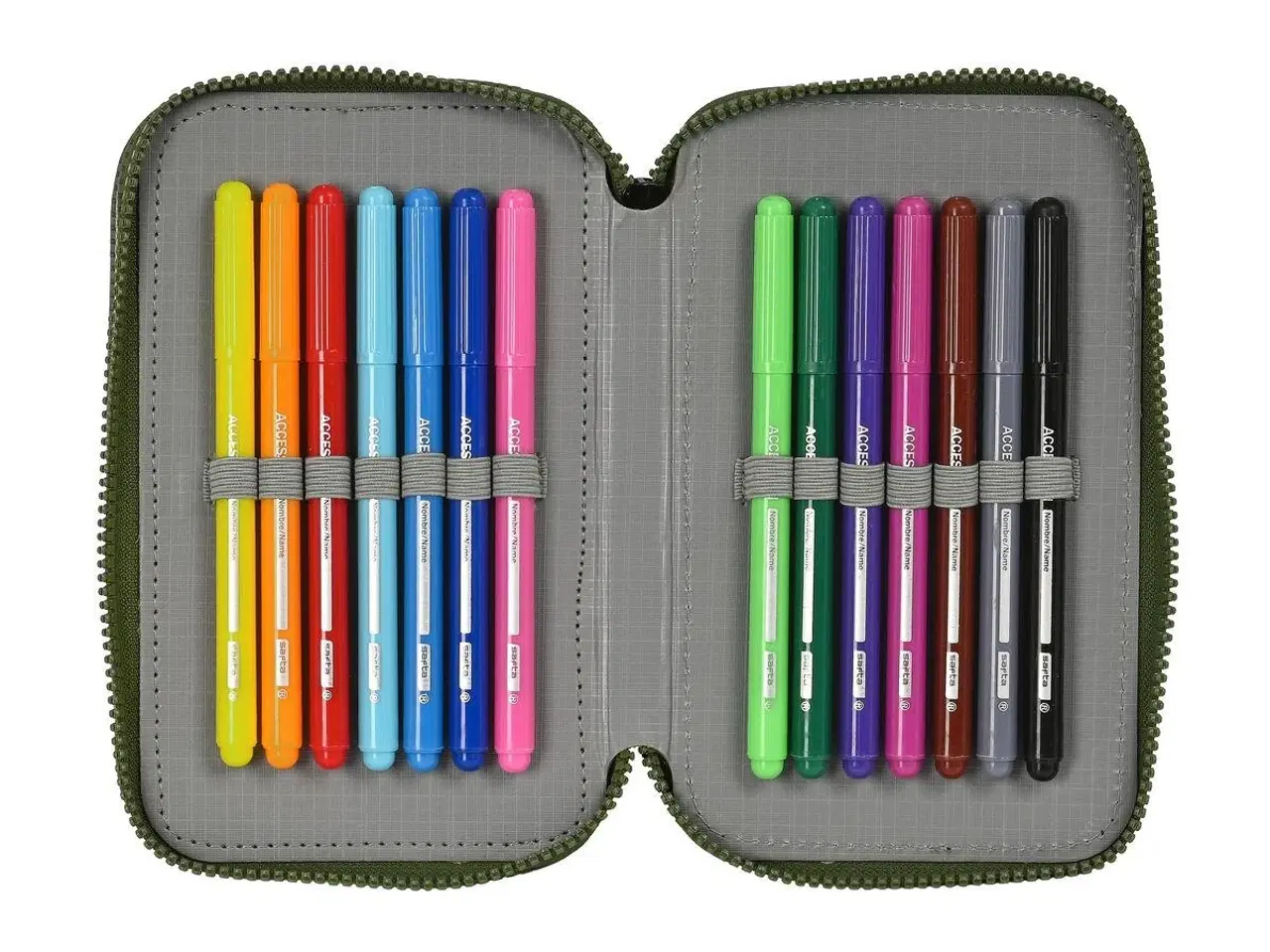 Billede 6 - Penalhus tredobbelt Safta Dark Forest - sort/grøn, 36 dele