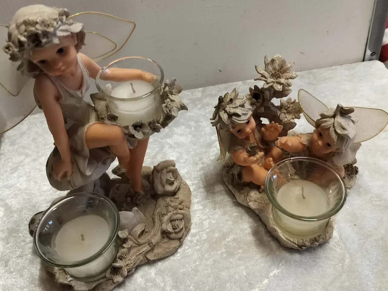 Billede 3 - Lysestager 2 stk med engle