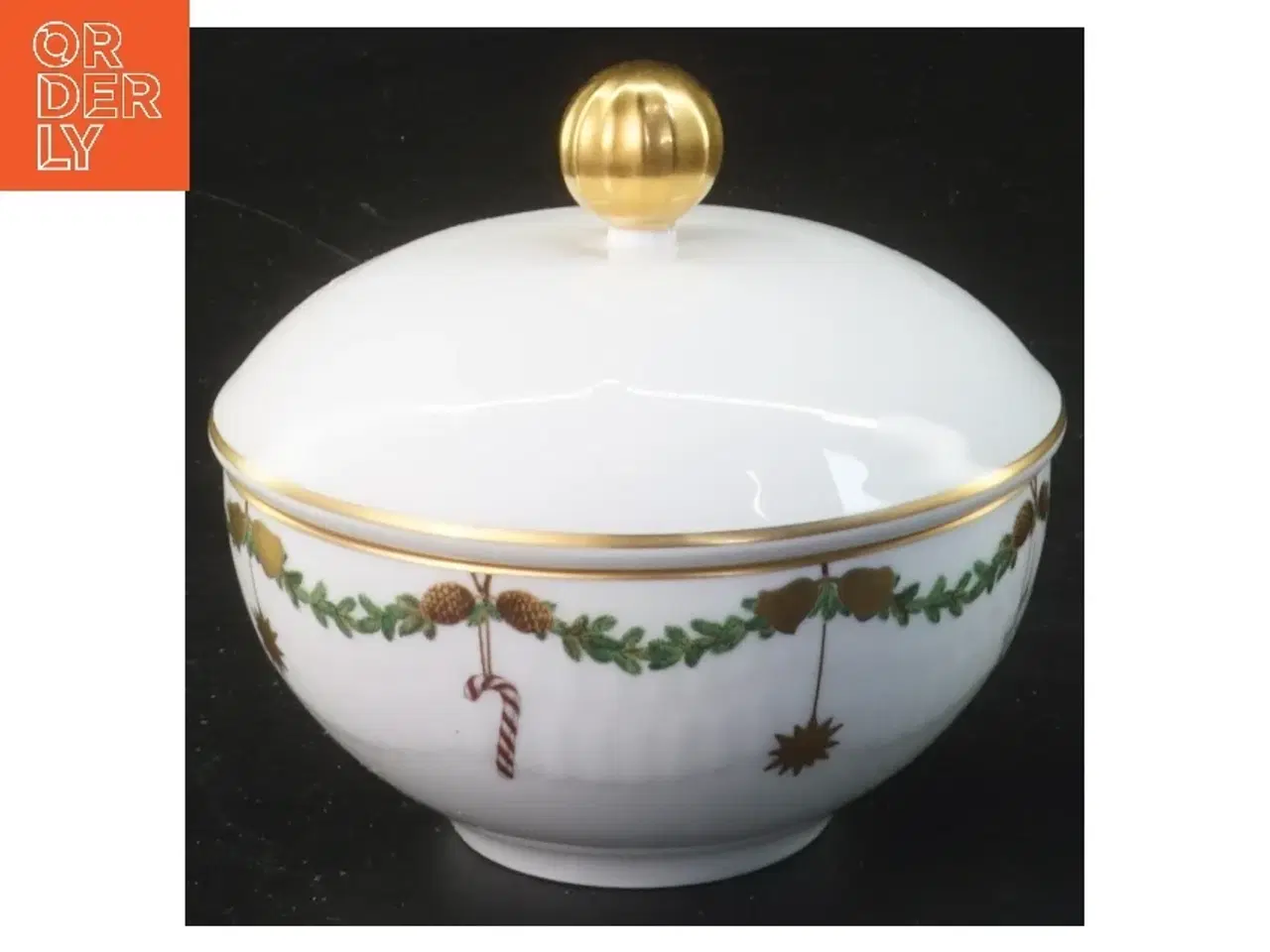 Billede 1 - Juledekorationsskål med låg fra Royal Copenhagen (str. Ø 9 cm)