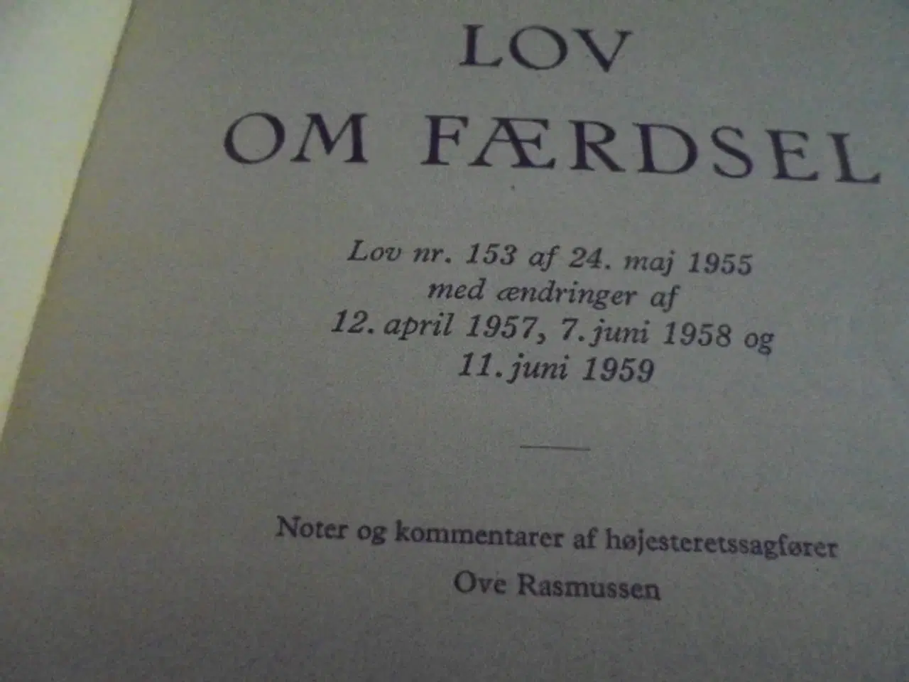 Billede 2 - Lov om færdsel (Færdselsloven) – udg. 1959  