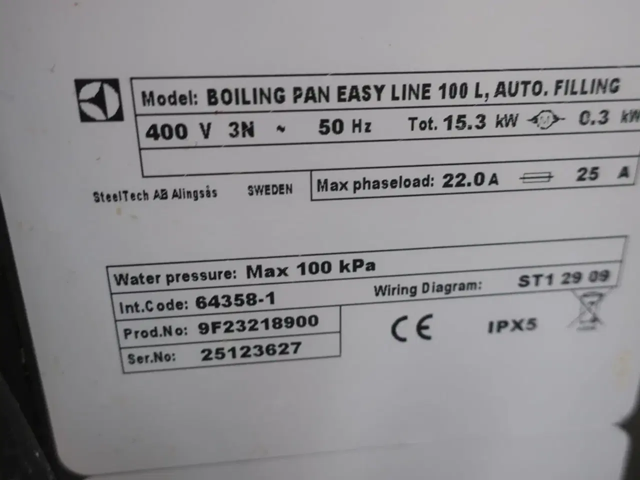 Billede 4 - Kipsteger ELECTROLUX Boiling Pan Easy Line 100 l. / Auto. Filling