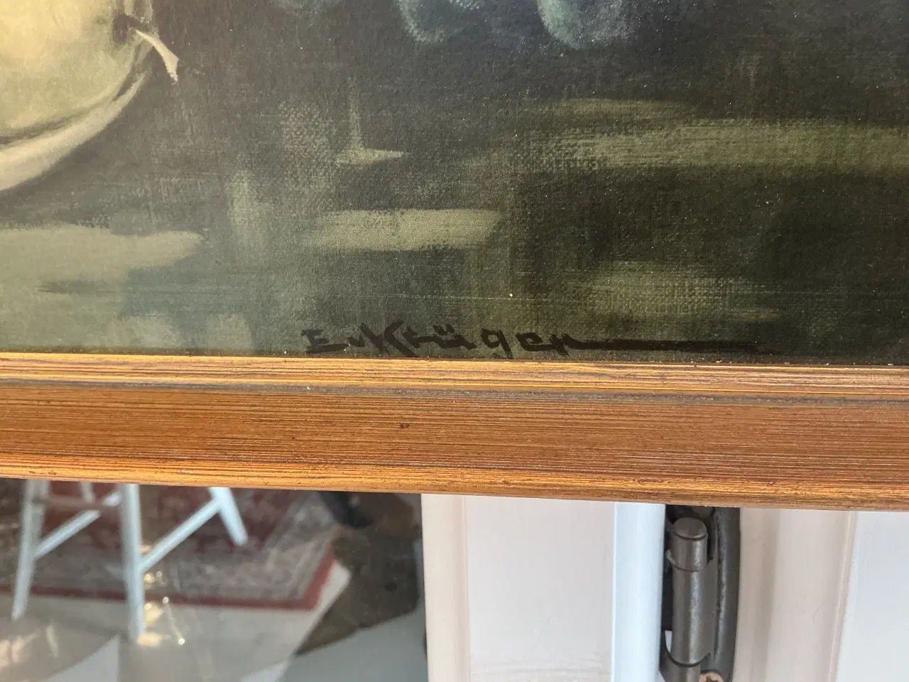 Billede 3 - Stilleben maleri - signeret E. Kruger - 80 x 40 