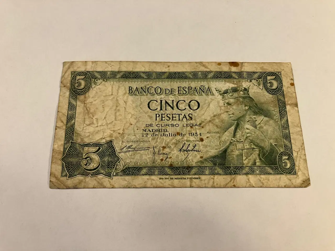 Billede 1 - 5 Pesetas 1954 Spain