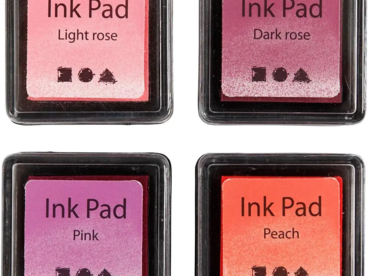 Billede 1 - Stempelpude, H: 2 cm, str. 3,5x3,5 cm, fersken, pink, lys rosa, mørk rosa, 4 stk./ 1 pk.