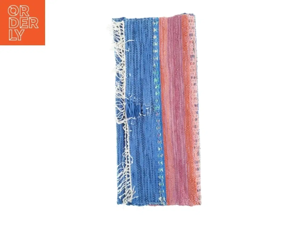 Billede 1 - Håndvævet kludetæppe (str. 64 x 110 cm)