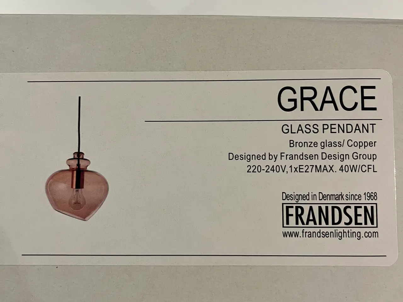 Billede 4 - Frandsen Grace pendel bronze glas/kobber - Ubrugt