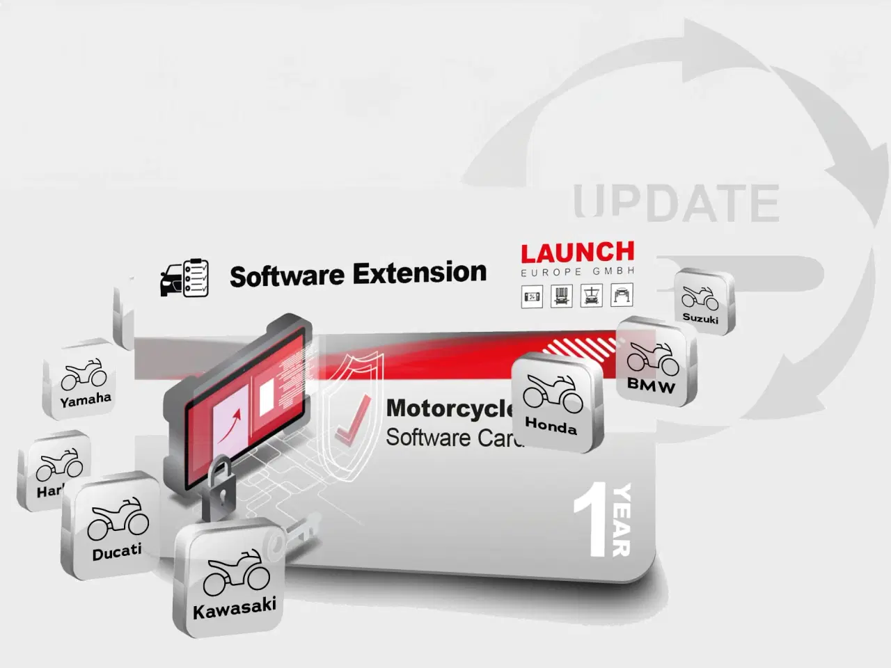 Billede 1 - 1 års LAUNCH licens til motorcykel software - Kompatibel med X431 Euro tester