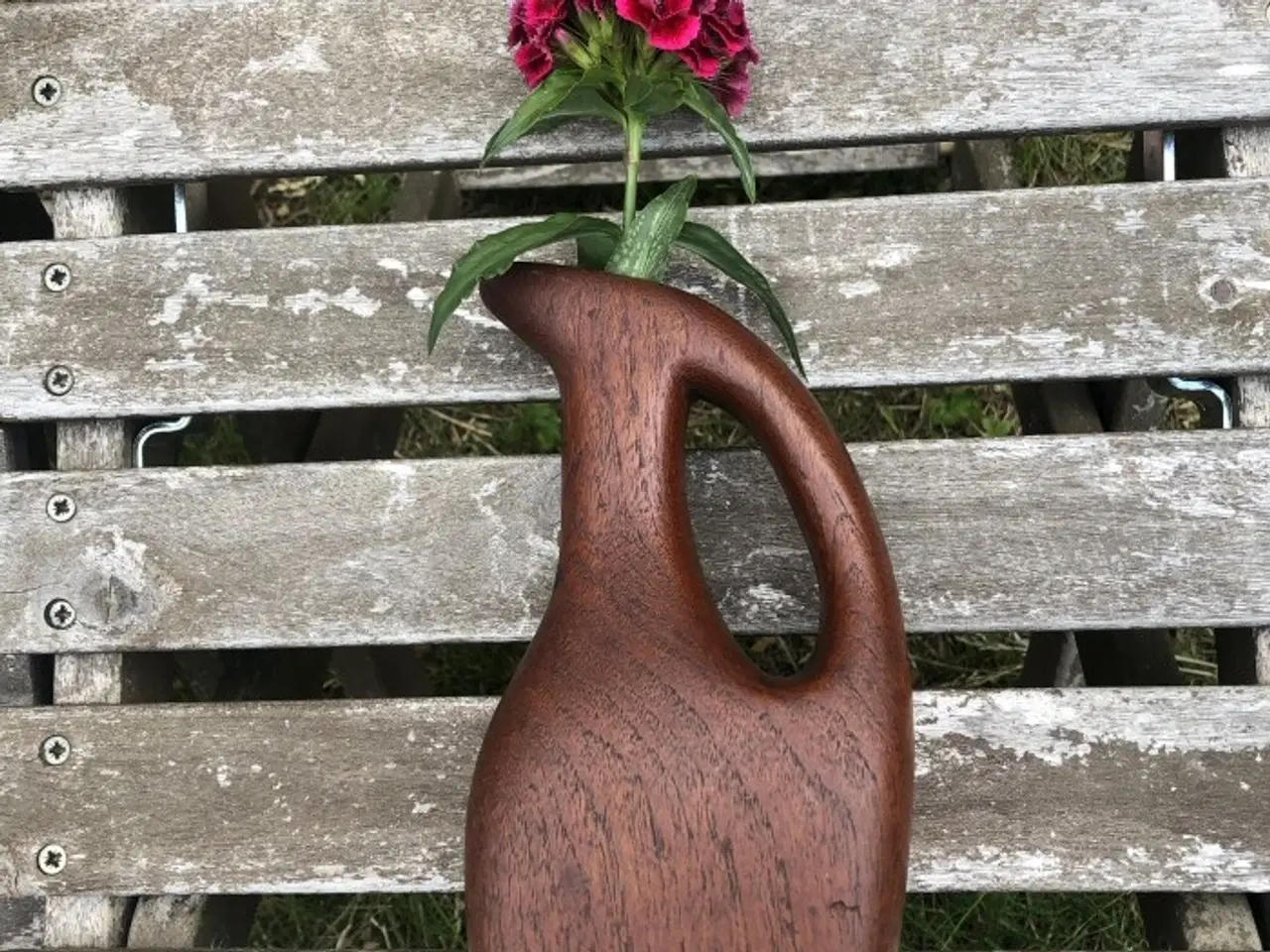 Billede 2 - Vase i teak træ – 19 cm høj