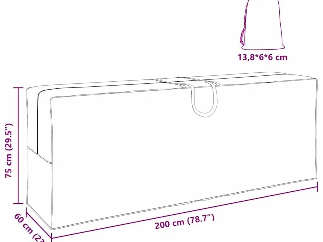 Billede 12 - Udendørs Opbevaringspose Sort 200 x 60 x 75 cm 420D stof