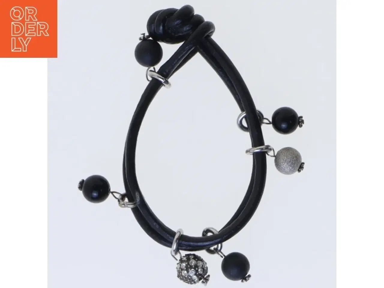 Billede 1 - Læderarmbånd med perler (str. 20 cm)