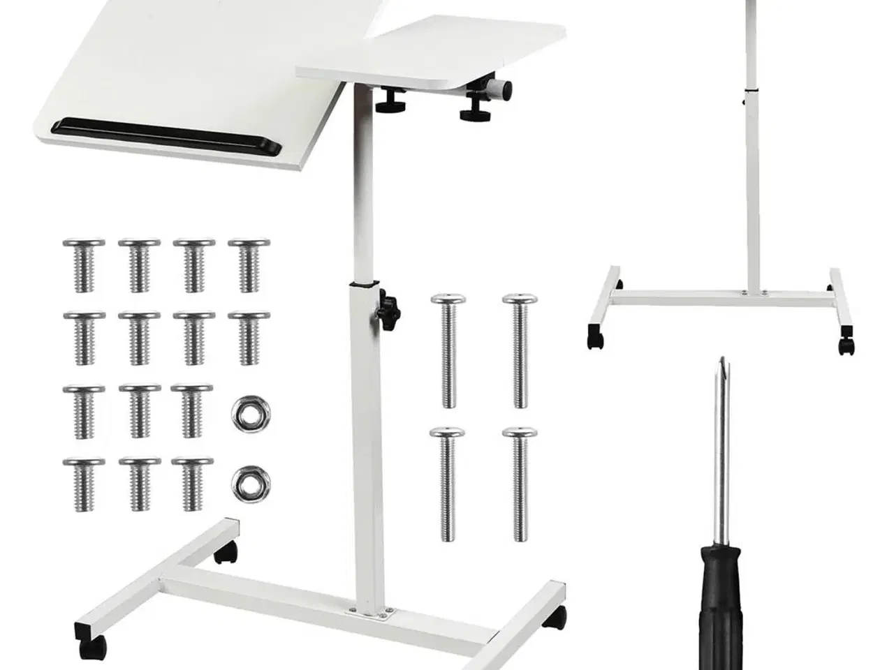 Billede 3 - Rullebord/sengbord med højdejustering 59–89 cm – Maclean, hvid