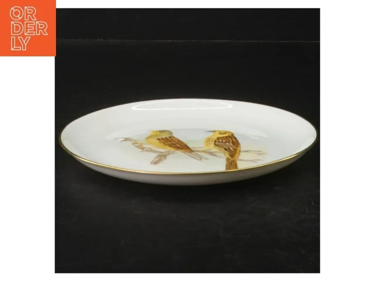 Billede 3 - Dekorativ porcelænstallerken med fuglemotiv fra E. M. (str. Ø. 17 cm)