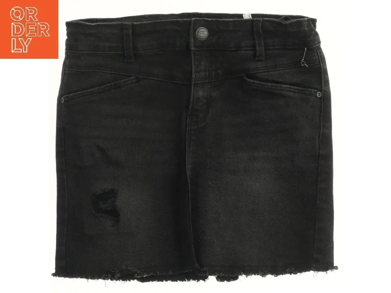 Billede 1 - Sort denim nederdel med frynser fra Name It (str. 140)