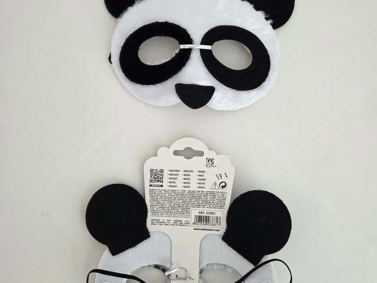 Billede 1 - 2 stk Panda maske til udklædning