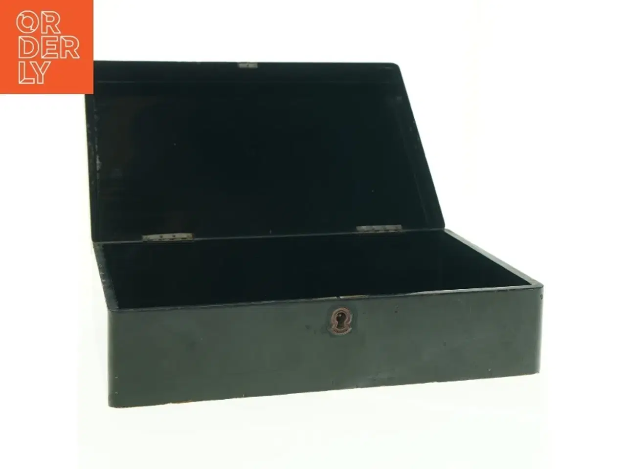 Billede 4 - Antik sort dekoreret kinesisk lak trææske (str. 28 x 19 x 8,5 cm)