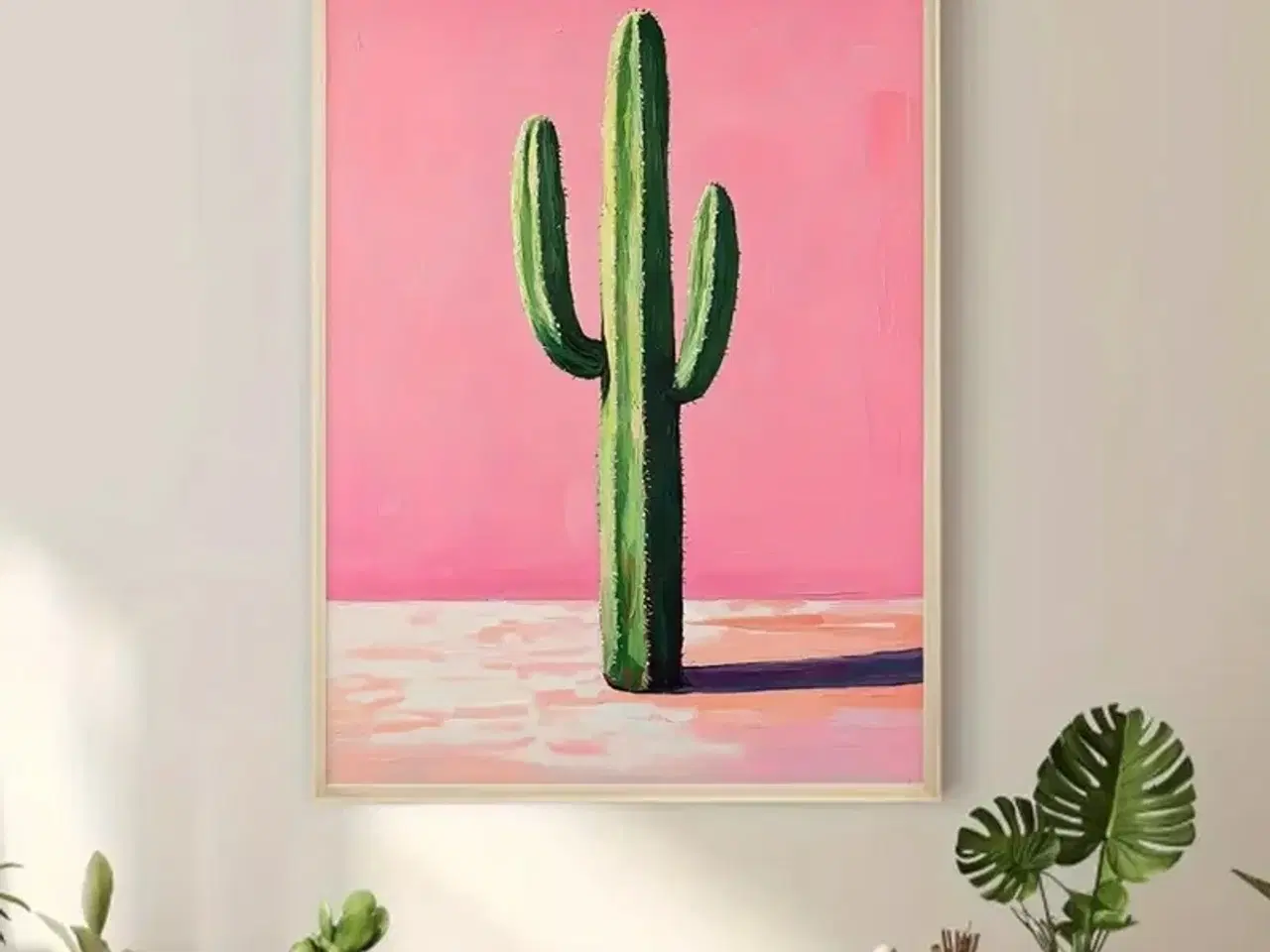 Billede 1 - * Lærredsmaleri/tryk; Flot kaktus