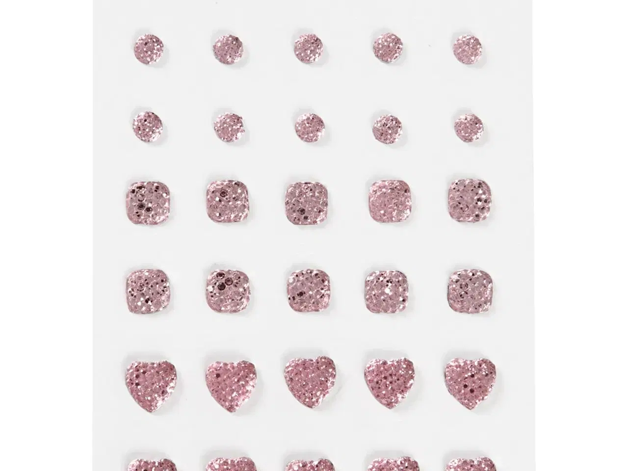 Billede 1 - Rhinsten, rund, firkant, hjerte, str. 6+8+10 mm, rosa, 35stk./ 1 pk.