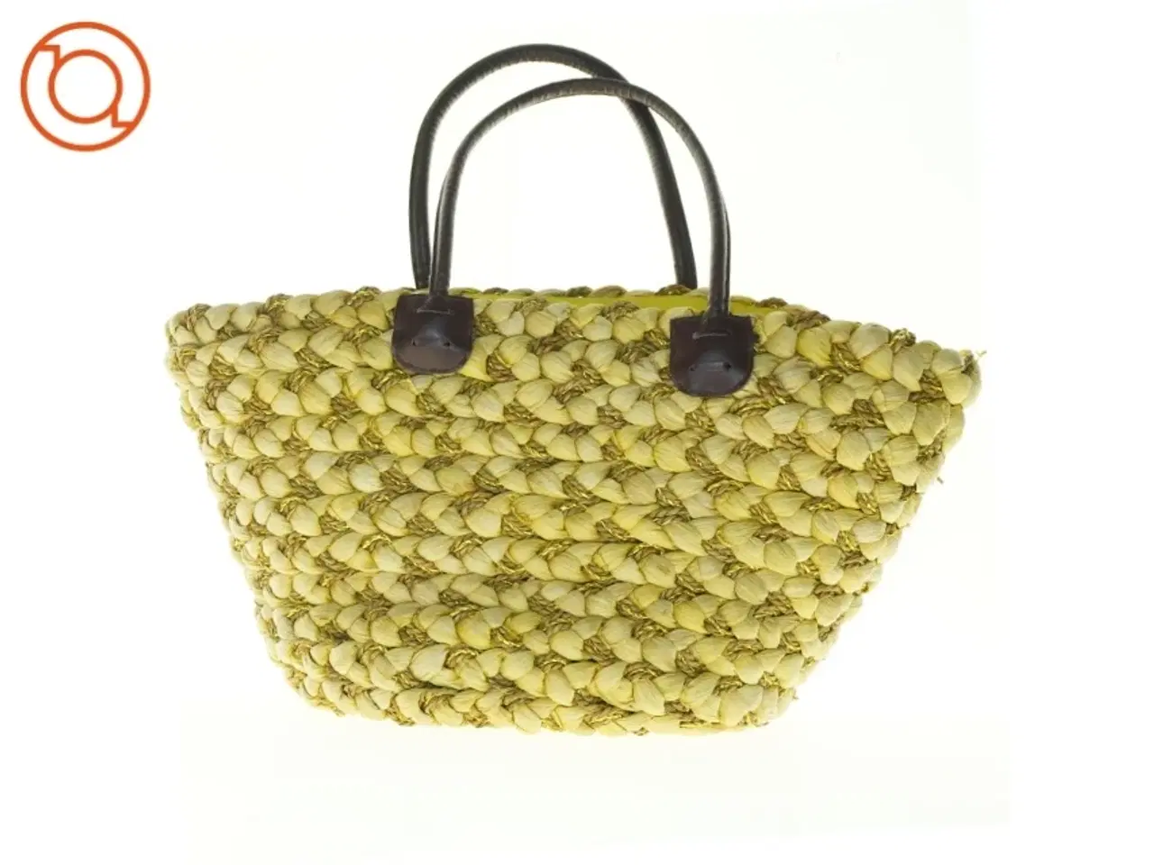 Billede 1 - Gul flettet strandtaske (str. 55 x 52 x 21 cm)