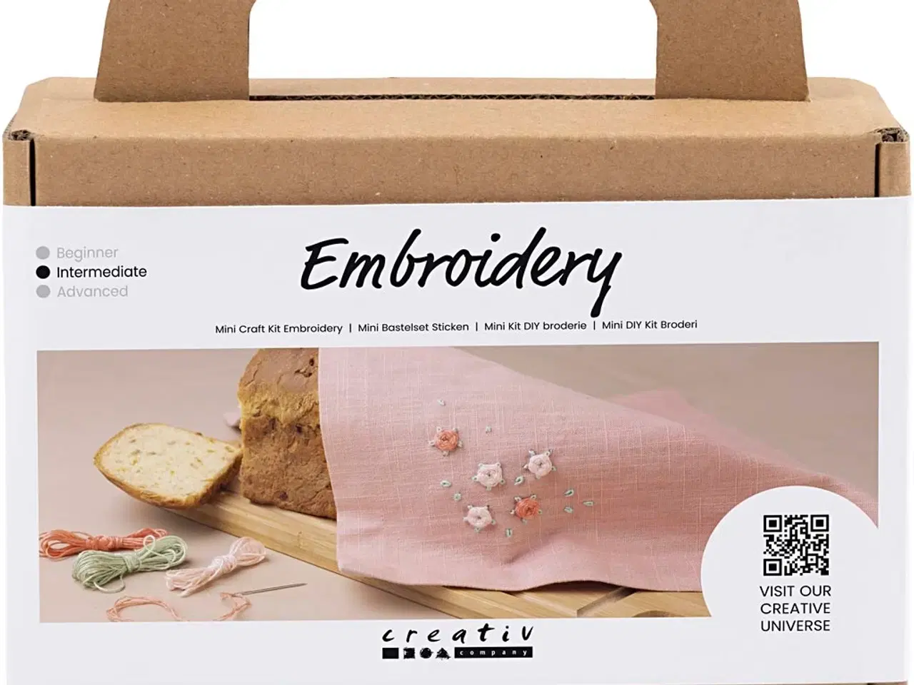 Billede 1 - Mini DIY Kit Broderi, Stofserviet, støvet rosa, 1 pk.