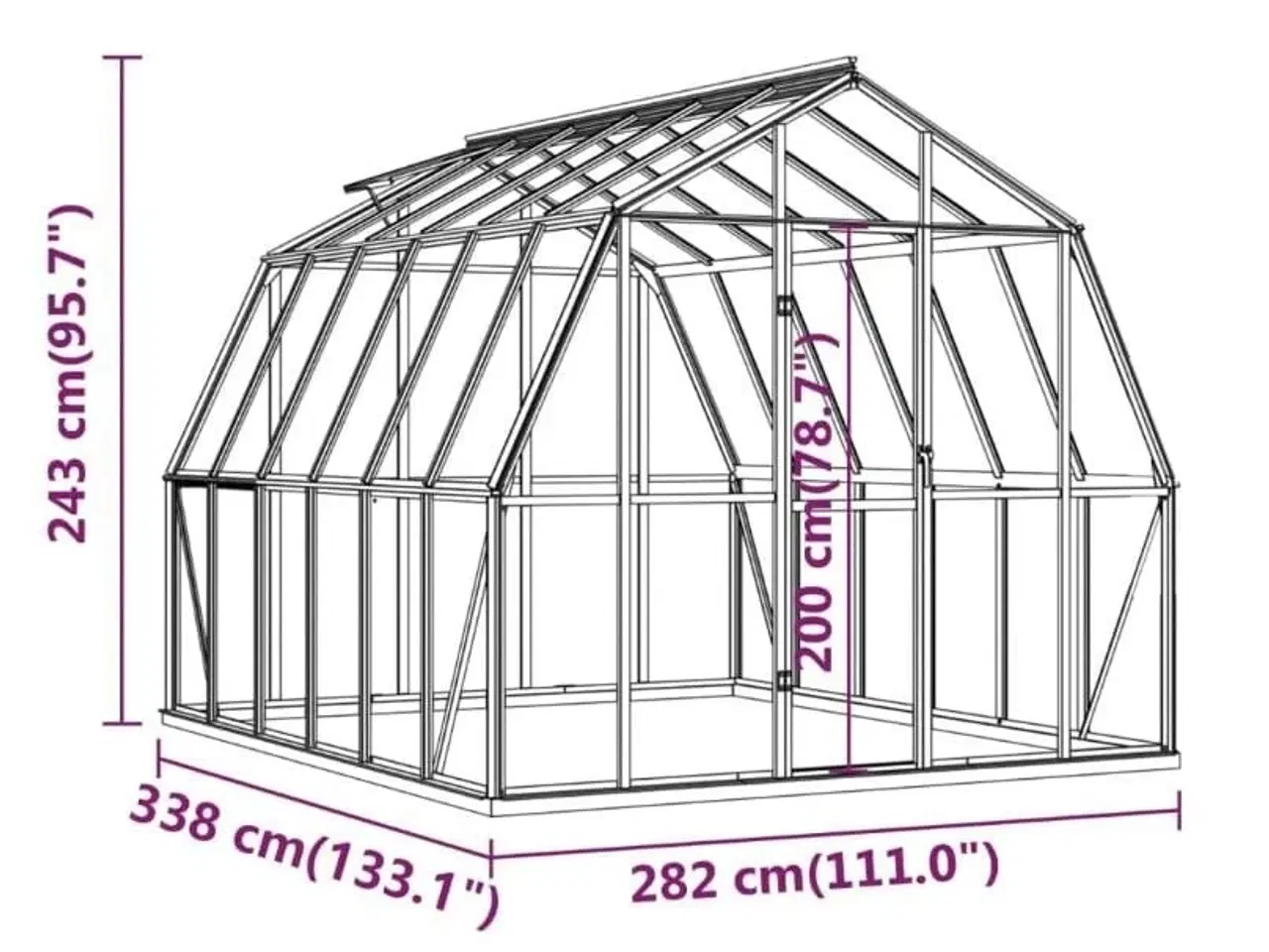 Billede 8 - Drivhus med fundamentramme 9,53 m² aluminium antracitgrå