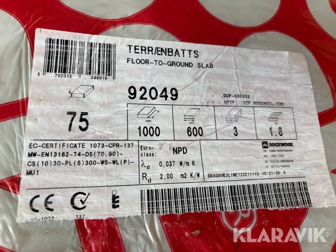 Billede 2 - Isolering Rockwool Terrænbatts Floor-to-Ground Slab