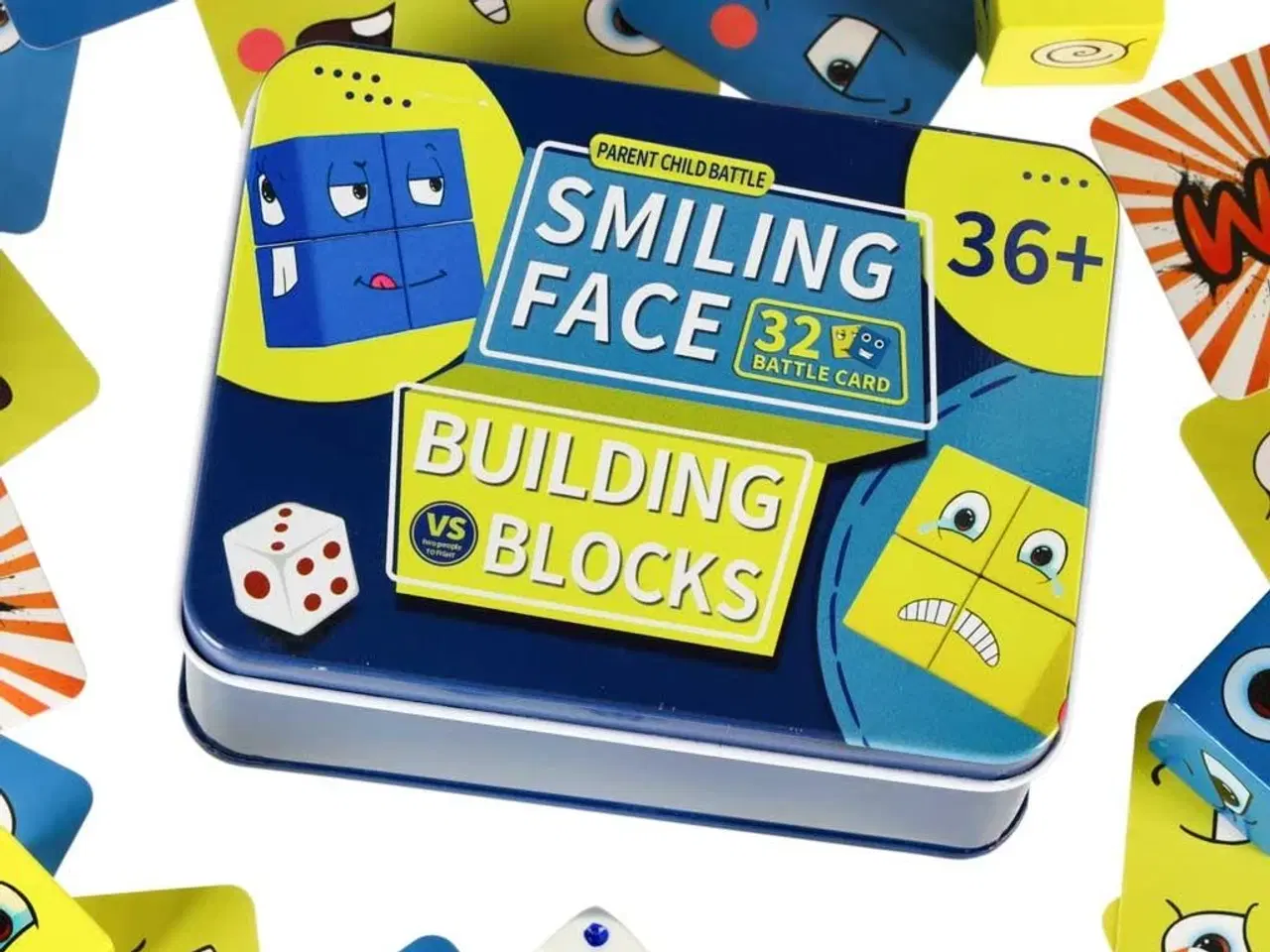 Billede 9 - Puslespil med klodser – skiftende ansigter i metalæske