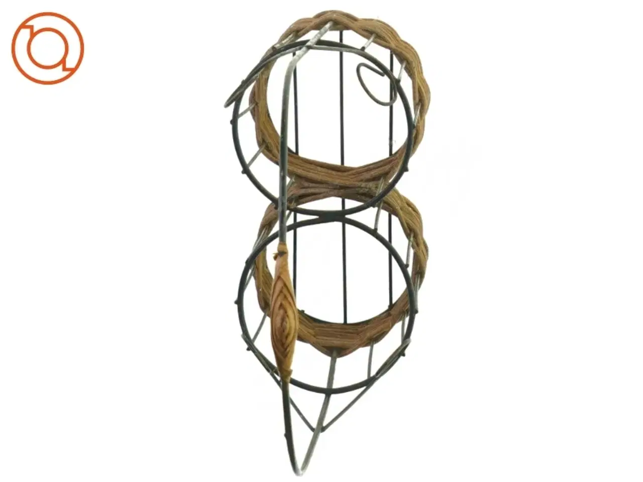 Billede 3 - Flaskeholder Kurv i Flet og metal med håndtag , Gaveindpakning (str. 39 x 21 x 10 cm)