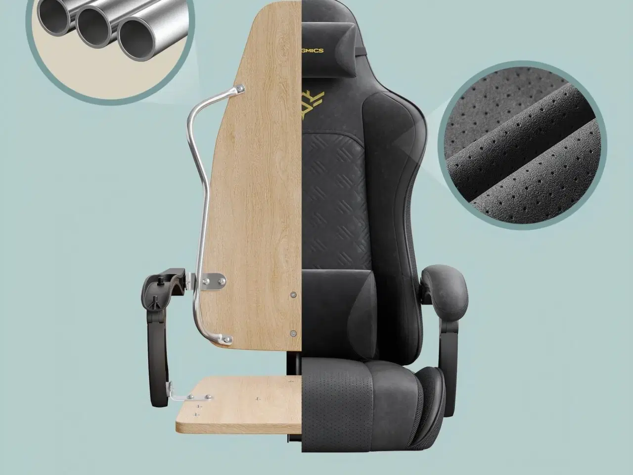 Billede 7 - Ergonomisk gamerstol med fodstøtte og fjedret sæde – ink black OBG079B01