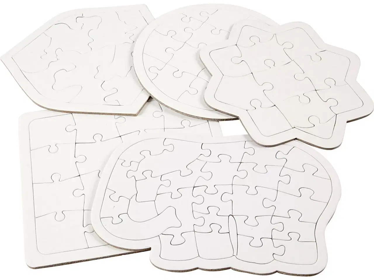 Billede 1 - Puslespil, str. 17-21 cm, hvid, 10stk./ 1 pk.