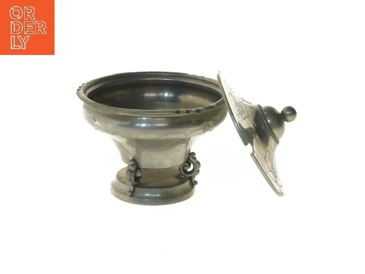 Billede 5 - Svensk Tenn skål med låg (str. Ø 14x10 cm)