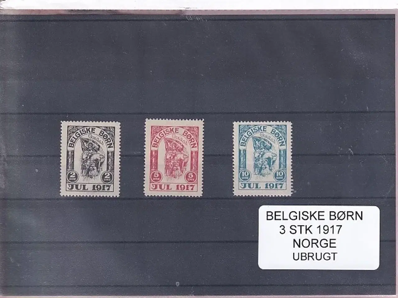 Billede 1 - Belgiske Børn - 1917 - Norge - Velgørenhed - 3 Stk. - Ubrugt