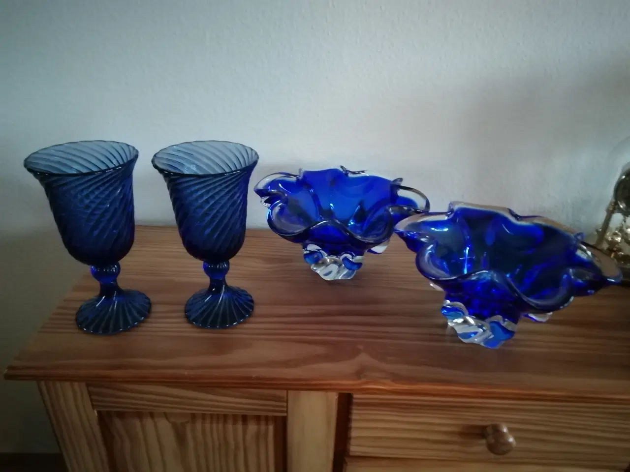 Billede 1 - Blå pynte glasskåle 