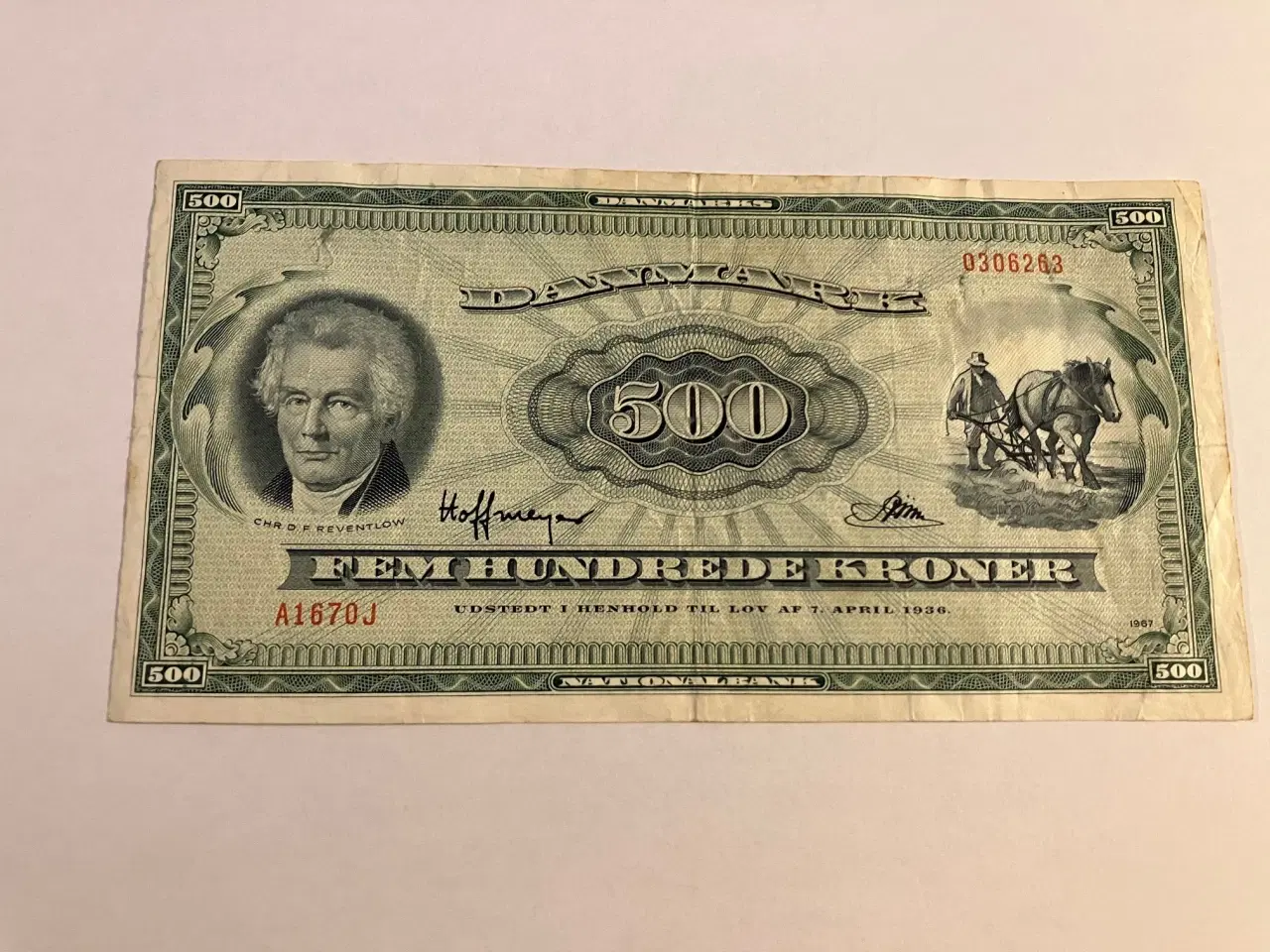 Billede 1 - 500 Kroner 1967 Erstatningsseddel