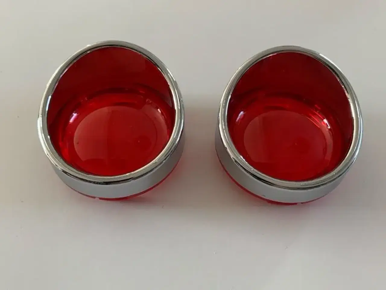 Billede 1 - Blinklysglas rød med krom kant